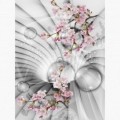 Fototapeta - PL1056 - Abstraktní květiny a 3D tunel
