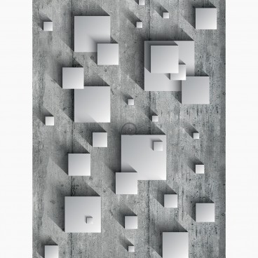 Fototapeta - PL1061 - 3D štvorce na betónovej stene