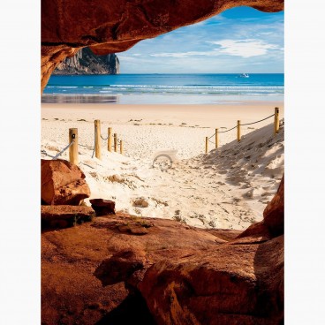 Fototapeta - PL1080 - Výhled z jeskyně na písečnou pláž