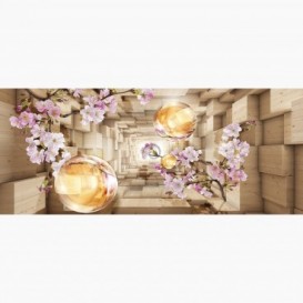 Fototapeta - PA5078 - Dřevěný 3D tunel s květinami