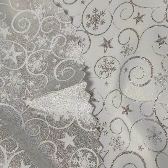 Vianočný obojstranný teflónový obrus strieborný Špirály