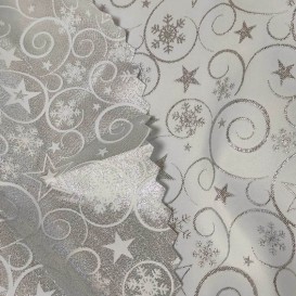 Vánoční oboustranný teflonový ubrus strieborný Spirály