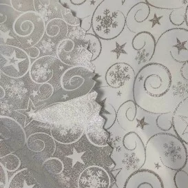 Vianočný obojstranný teflónový obrus strieborný Špirály
