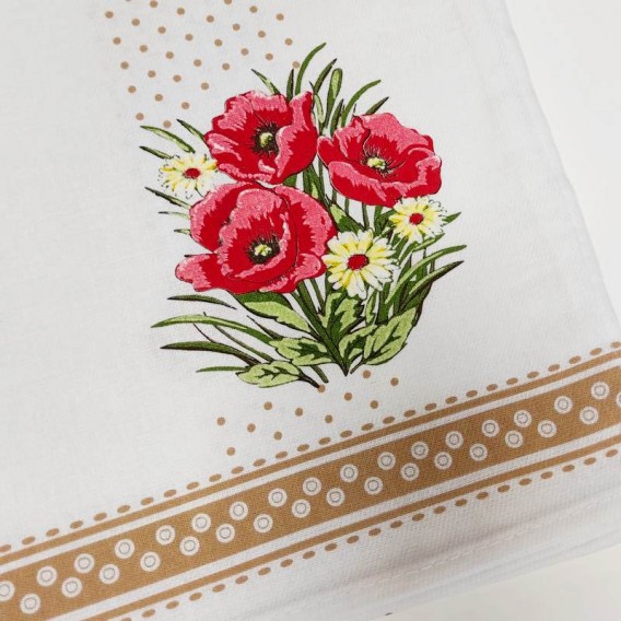 Kuchyňské utěrky 2ks set Vlčí máky 2 hnědá