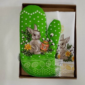 Kuchynský set 2+1 velikonočný zajíček 2 zelený