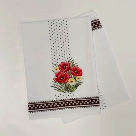 Kuchyňské utěrky 2ks set Vlčí máky 2 tmavo hnedá