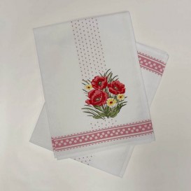 Kuchyňské utěrky 2ks set Vlčí máky 2 ružová