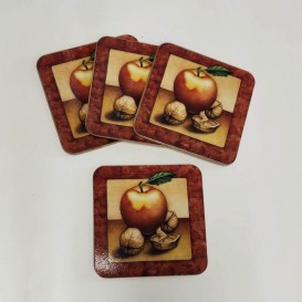 Korkové podložky pod pohár set 4ks ovoce