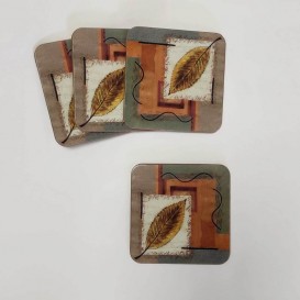 Korkové podložky pod pohár set 4ks - list