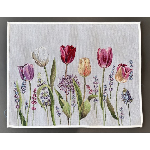 Gobelínový obrus Tulipány sivá 40x50cm