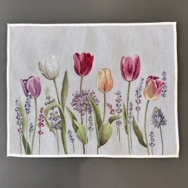 Gobelínový obrus Tulipány sivá 40x50cm