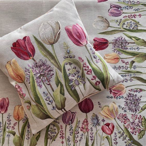 Gobelínová povlak tulipány sivá 45x45cm