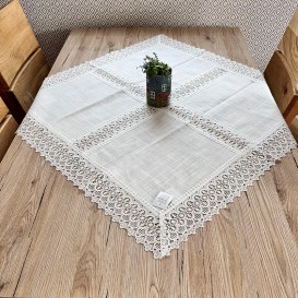 Obrus s krajkou biely 2603 85x85cm