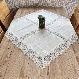 Obrus s krajkou biely 2603 85x85cm