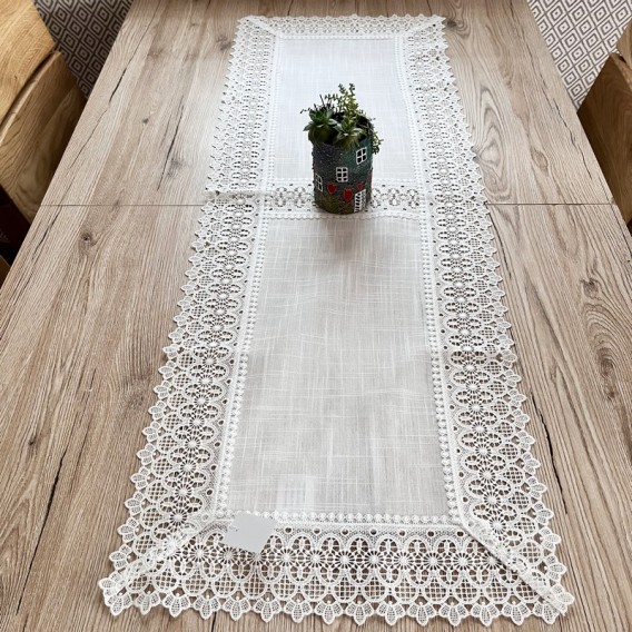 Obrus s krajkou biely 2603 40x85cm