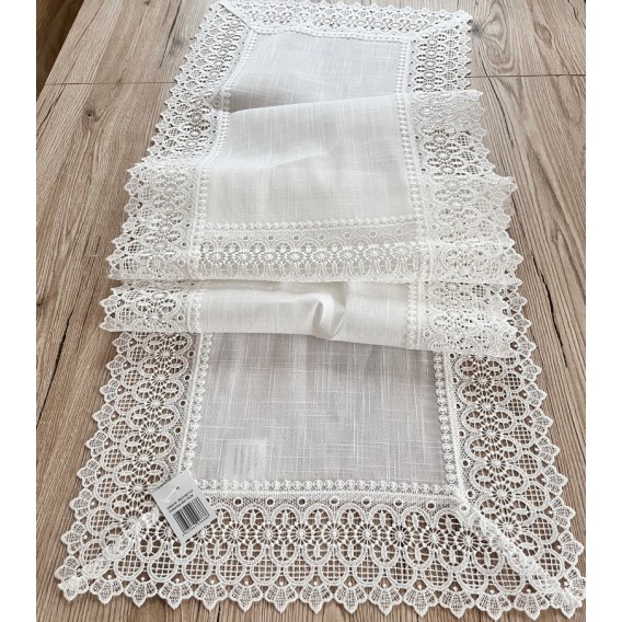 Obrus s krajkou biely 2603 40x85cm