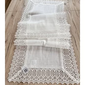Obrus s krajkou biely 2603 40x150cm
