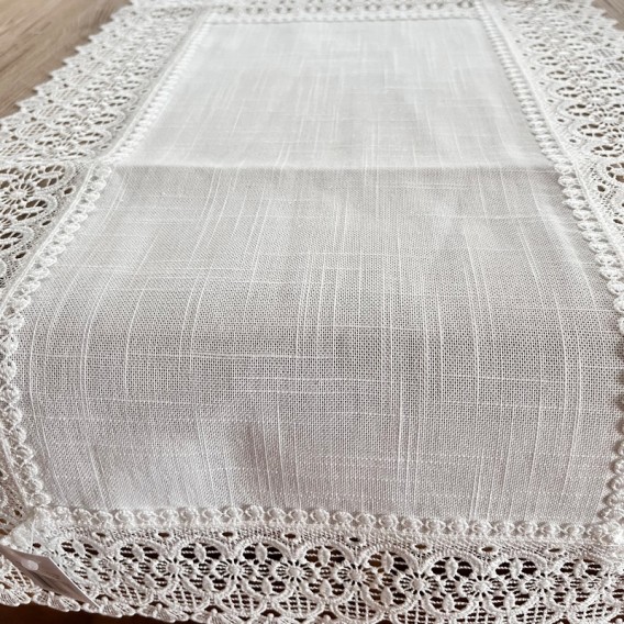 Obrus s krajkou biely 2603 40x85cm