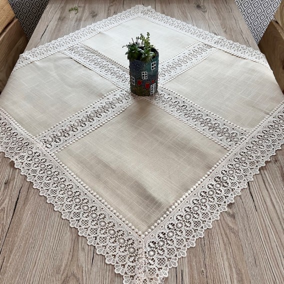 Ubrus s krajkou béžový 2814 85x85cm