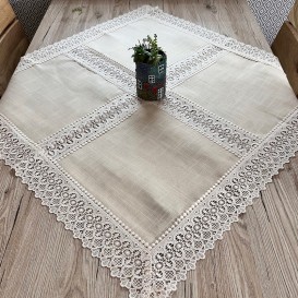 Obrus s krajkou béžový 2814 85x85cm