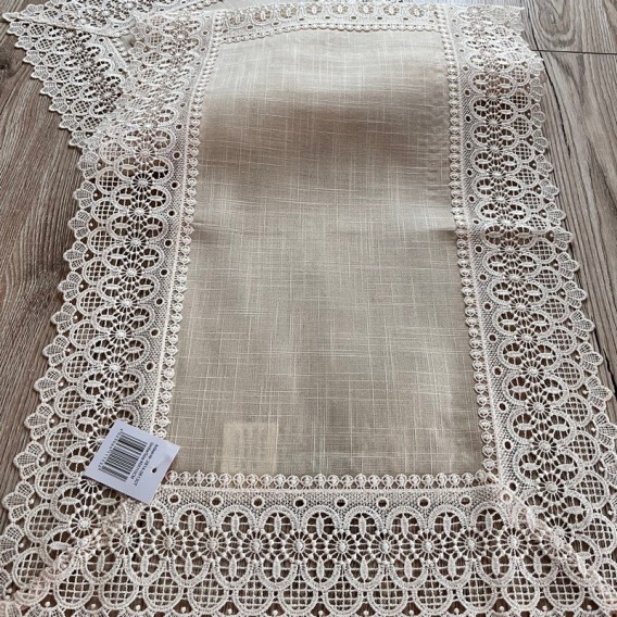 Obrus s krajkou béžový 2814 40x170cm