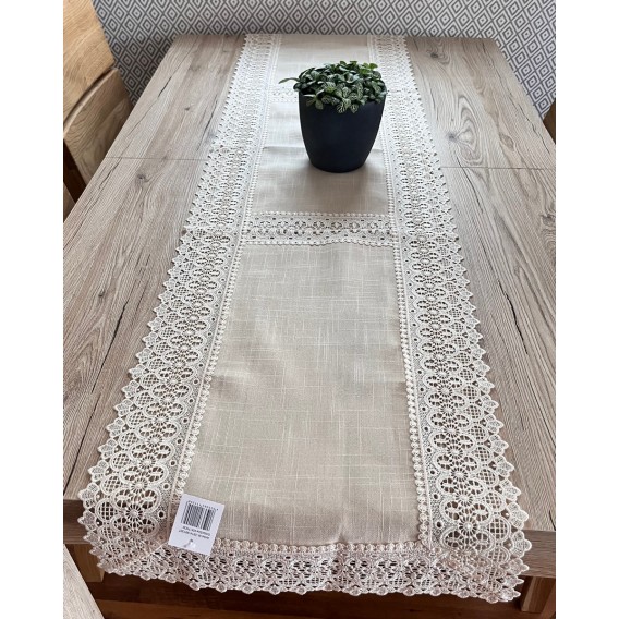 Ubrus s krajkou béžový 2814 40x170cm