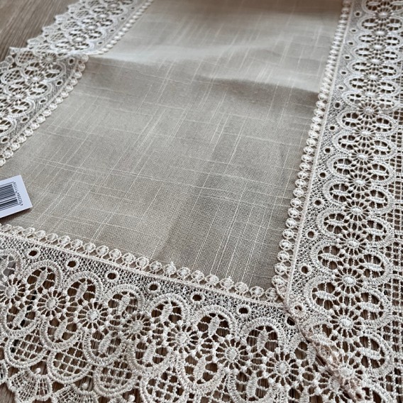 Obrus s krajkou béžový 2814 40x170cm