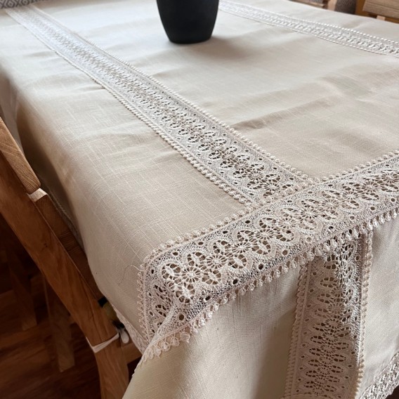 Obrus s krajkou béžový 2814 130x220cm