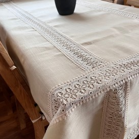 Obrus s krajkou béžový 2814 130x220cm