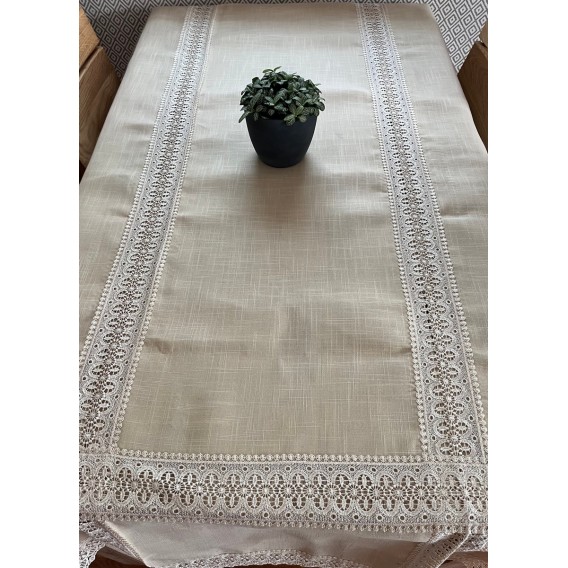Obrus s krajkou béžový 2814 130x220cm