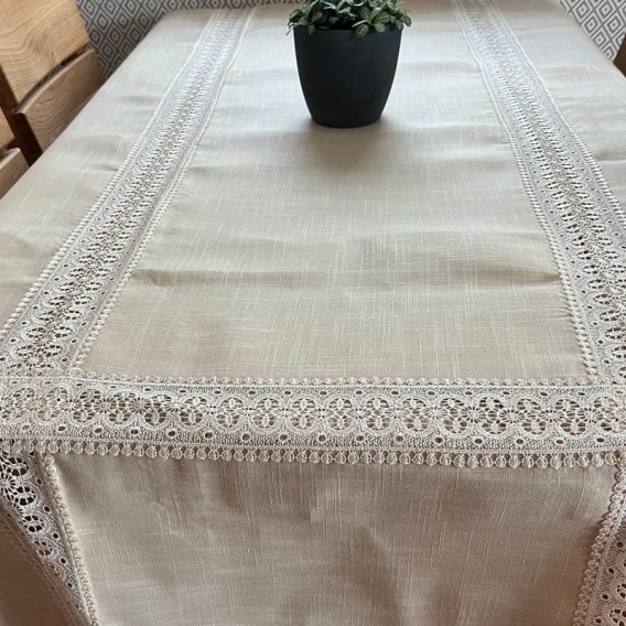 Ubrus s krajkou béžový 2814 130x220cm