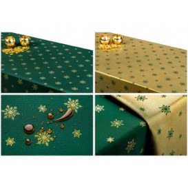 Obojstranný teflónový obrus Vločky zeleno/zlatý