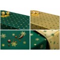 Obojstranný teflónový obrus Vločky zeleno/zlatý