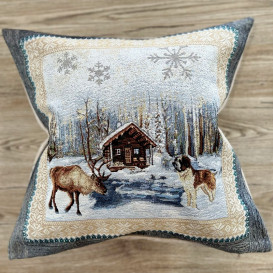Gobelínový povlak zima v městě 45x45cm