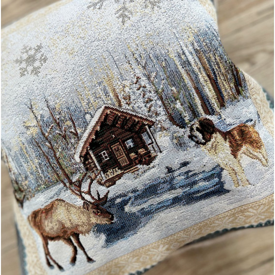 Gobelínový povlak zima v městě 45x45cm