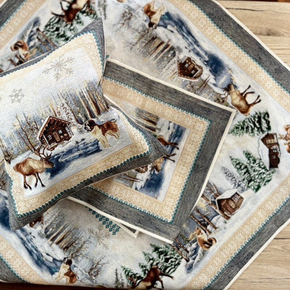 Gobelínový obrus Zima na jareze  100x100cm