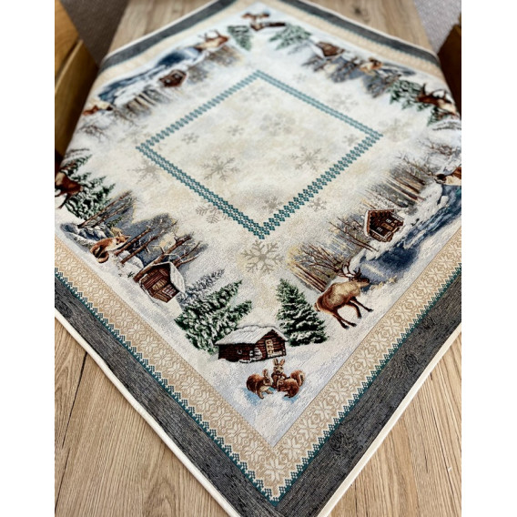 Gobelínový obrus Zima na jareze  100x100cm