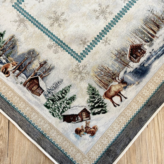 Gobelínový obrus Zima na jezere 100x100cm