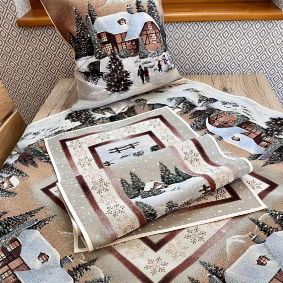 Gobelínová obliečka Hnedé Vianoce  45x45cm