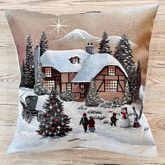 Gobelínová obliečka Hnedé Vianoce  45x45cm