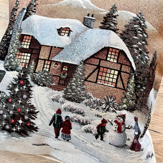 Gobelínová obliečka Hnedé Vianoce  45x45cm