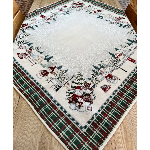 Gobelínový obrus Veselí snehuliaci  100x100cm