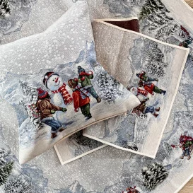 Gobelínový obrus Stavanie snehuliaka 40x100cm