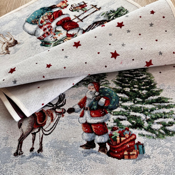 Gobelínový obrus Bíle Vánoce  40x100cm