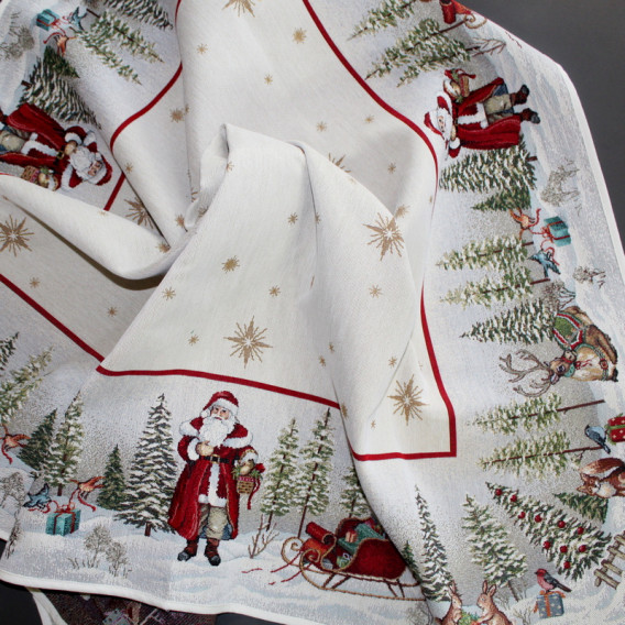 Gobelinový obrus Mikuláš a saně 140x250cm