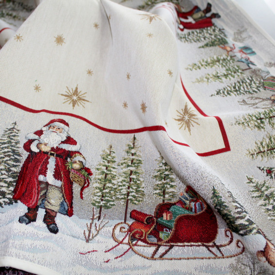 Gobelinový obrus Mikuláš a saně 140x250cm