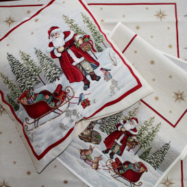 Gobelínová obliečka Mikuláš a sane 45x45