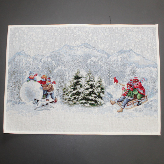 Gobelínový obrus Stavaní sněhuláka 35x50cm