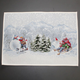 Gobelínový obrus Stavanie snehuliaka 35x50cm