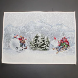 Gobelínový obrus Stavanie snehuliaka 35x50cm